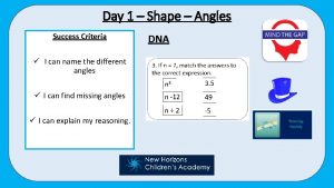 Day 1 Shape Angles Success Criteria I can