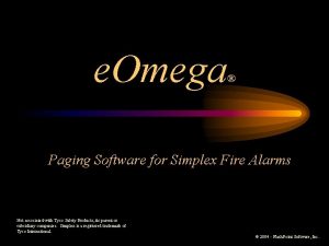 e Omega Paging Software for Simplex Fire Alarms