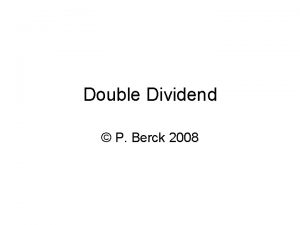 Double Dividend P Berck 2008 Sources Goulder Parry