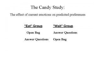 The Candy Study The effect of current emotions