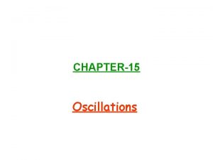 CHAPTER15 Oscillations Ch 15 2 Simple Harmonic Motion