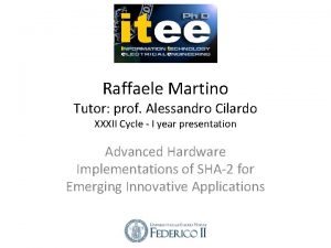 Raffaele Martino Tutor prof Alessandro Cilardo XXXII Cycle