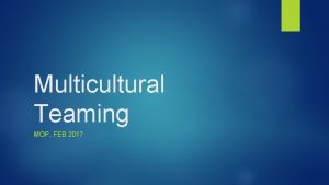 Multicultural Teaming MOP FEB 2017 Discussion Split into