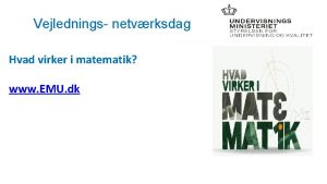 Vejlednings netvrksdag Hvad virker i matematik www EMU