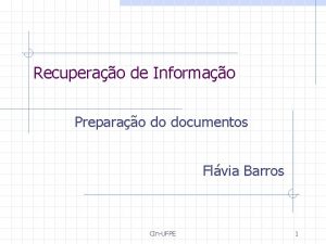 Recuperao de Informao Preparao do documentos Flvia Barros