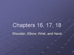 Chapters 16 17 18 Shoulder Elbow Wrist and