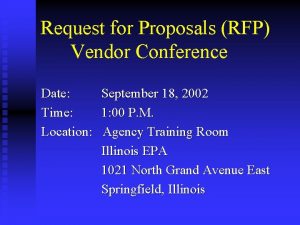Request for Proposals RFP Vendor Conference Date Time