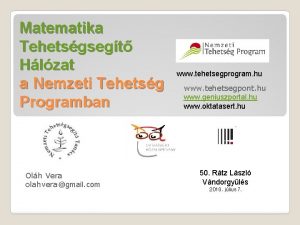 Matematika Tehetsgsegt Hlzat a Nemzeti Tehetsg Programban Olh