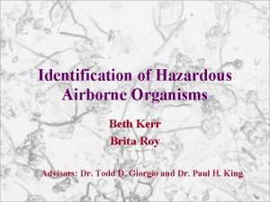 Identification of Hazardous Airborne Organisms Beth Kerr Brita