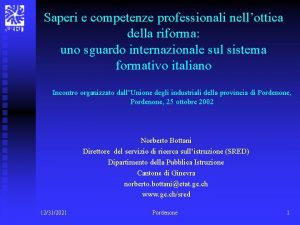 Saperi e competenze professionali nellottica della riforma uno