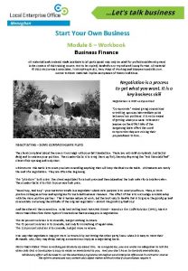 Start Your Own Business Module 6 Workbook Business