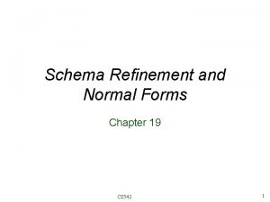 Schema Refinement and Normal Forms Chapter 19 CS