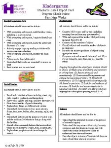 HENRY COUNTY SCHOOLS StandardsBased Report Card Progress Check