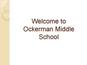 Welcome to Ockerman Middle School All About Me