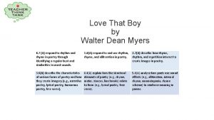Love That Boy by Walter Dean Myers K