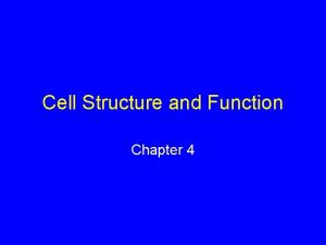 Cell Structure and Function Chapter 4 Cell Theory