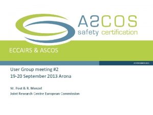 ECCAIRS ASCOS 29 DECEMBER 2021 User Group meeting