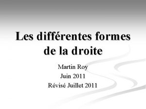 Les diffrentes formes de la droite Martin Roy