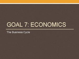 GOAL 7 ECONOMICS The Business Cycle Business Cycle