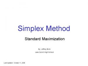 Simplex Method Standard Maximization By Jeffrey Bivin Lake