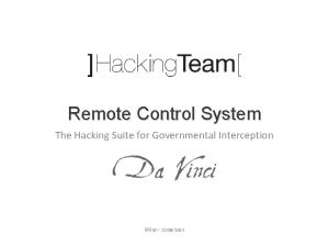 Remote Control System The Hacking Suite for Governmental