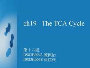 ch 19 The TCA Cycle B 983 B