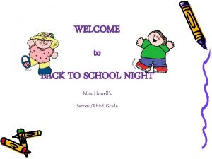 WELCOME to BACK TO SCHOOL NIGHT Miss Howells