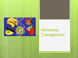 Alimentos Transgnicos Qu es un transgnico Un organismo