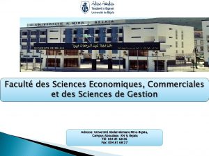 Facult des Sciences Economiques Commerciales et des Sciences