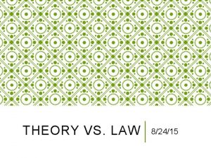 THEORY VS LAW 82415 THEORY VS LAW ESSENTIAL