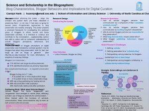 Science and Scholarship in the Blogosphere Blog Characteristics