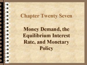 Chapter Twenty Seven Money Demand the Equilibrium Interest