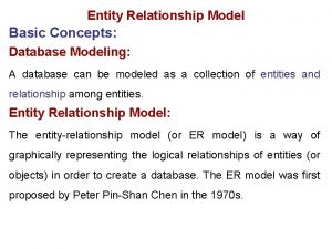 Entity Relationship Model Basic Concepts Database Modeling A