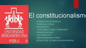 El constitucionalismo LICENCIATURA EN DERECHO TEORA DEL ESTADO