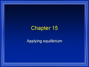 Chapter 15 Applying equilibrium The Common Ion Effect