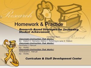 Homework Practice ResearchBased Strategies for Increasing Student Achievement