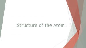 Structure of the Atom The Atom Today Atom