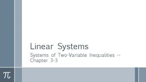 Linear Systems of TwoVariable Inequalities Chapter 3 3