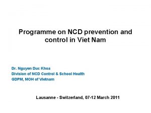 Programme on NCD prevention and control in Viet