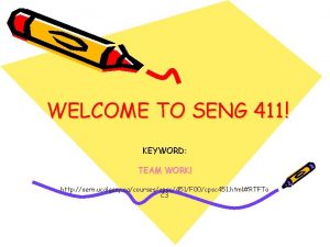 WELCOME TO SENG 411 KEYWORD TEAM WORK http