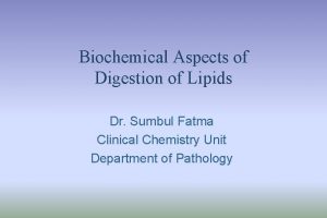Biochemical Aspects of Digestion of Lipids Dr Sumbul