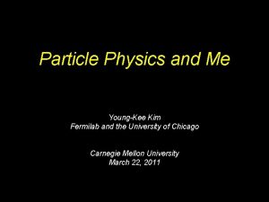 Particle Physics and Me YoungKee Kim Fermilab and