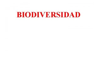 BIODIVERSIDAD Qu es la Biodiversidad Segn Wilson 1992