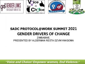 2021 GENDER DRIVERS OF CHANGE SADC PROTOCOLWORK SUMMIT