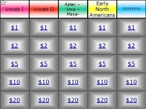 Early North Americans Vocab II Aztec Inca Maya