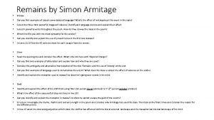 Remains by Simon Armitage Bronze Can you find