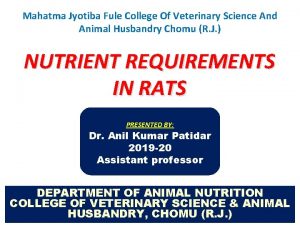 Mahatma Jyotiba Fule College Of Veterinary Science And