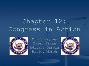 Chapter 12 Congress in Action Mitch Cagney Tyler