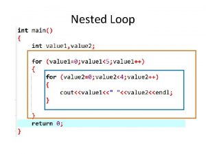Nested Loop for value 10 value 15 value
