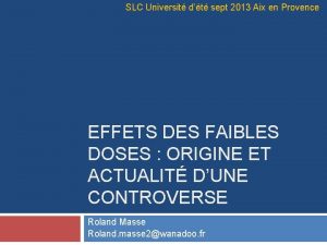 SLC Universit dt sept 2013 Aix en Provence